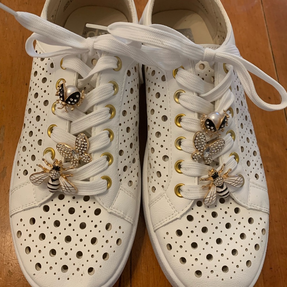 Dolce Vita White and Gold Perforated Sneakers